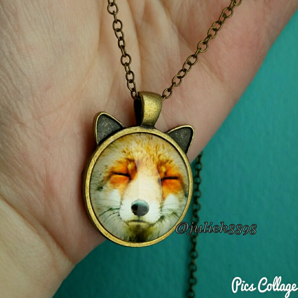 Sweet Sleepy Fox Bubble Necklace w/Ears